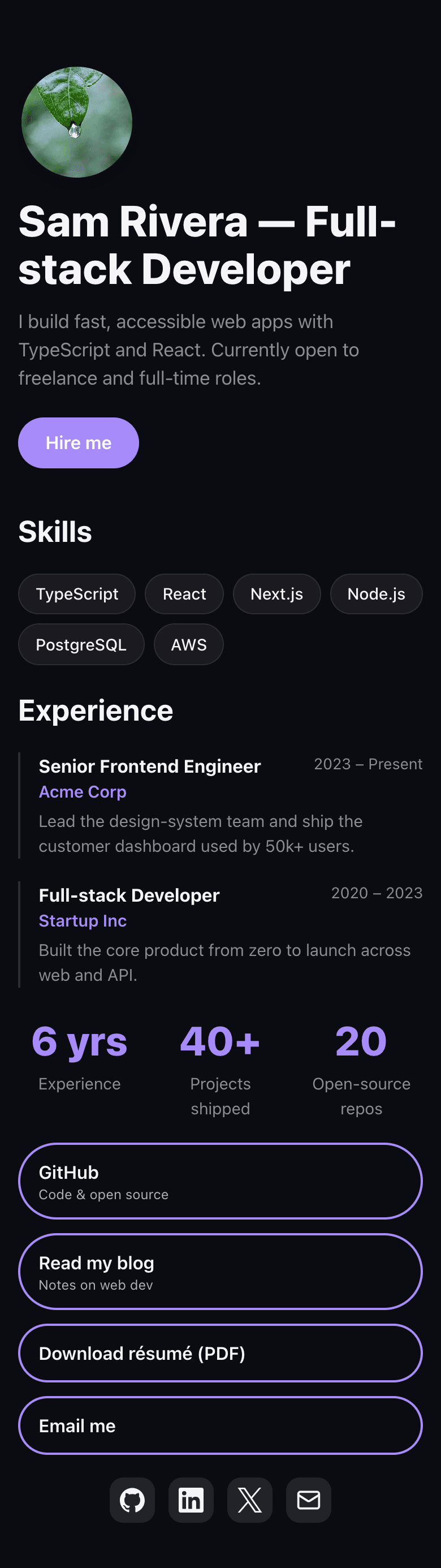 Developer example site
