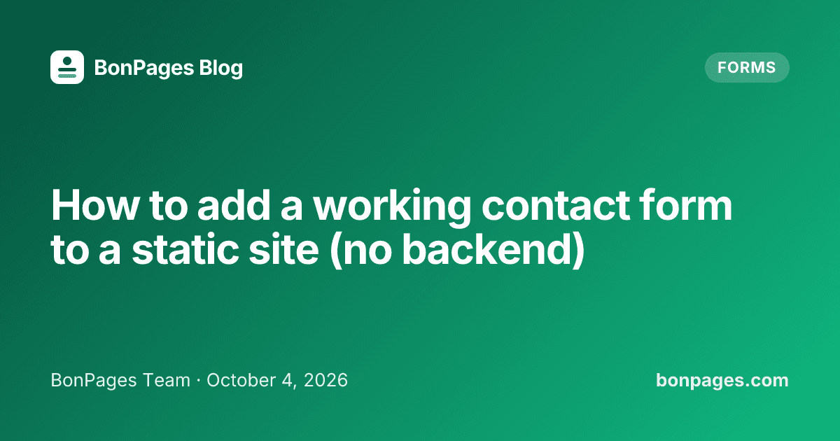 How to add a working contact form to a static site (no backend)