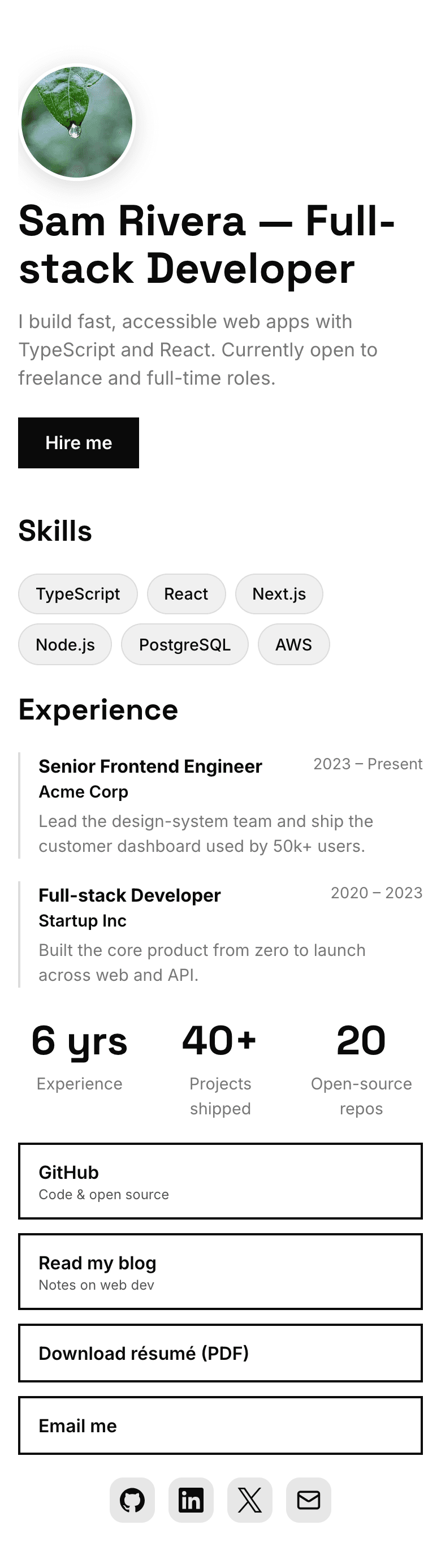 Example BonPages site for job seekers