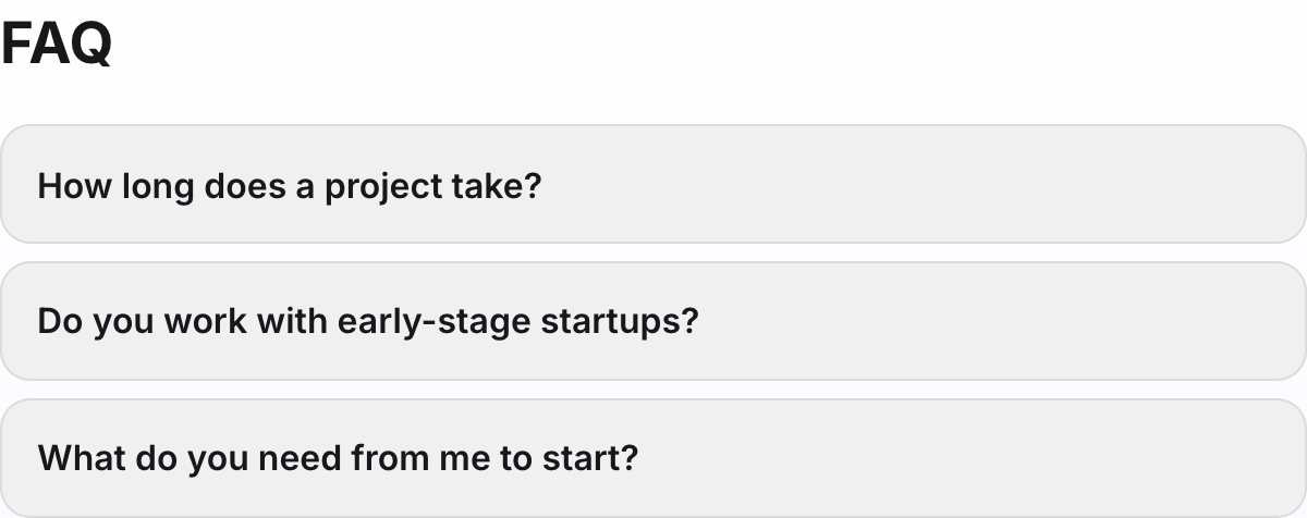 FAQ block preview