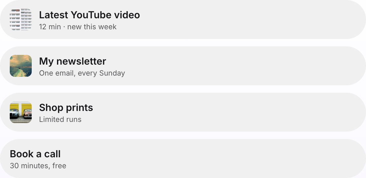 Link list block preview