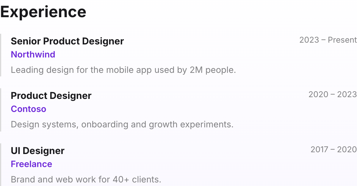 Resume block preview